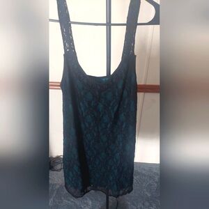 Temu Size 0XL Blue And Black Lace Tank Top